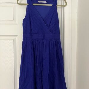 Marc New York Blue Pleated Wrap Midi Dress